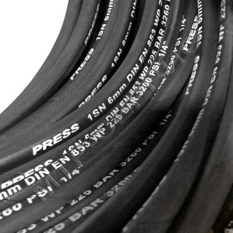Рукав 1SN DN6 PRESS DIN EN 853 WP 225 BAR 3260 PSI 1/4" Рукав 1SN DN6 PRESS DIN EN 853 WP 225 BAR 3260 PSI 1/4"